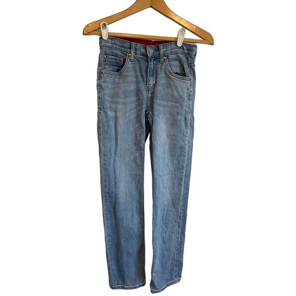 Levi's 514 strait leg jeans with adjustable stretchy waist logo zipper Size 12r - Picture 1 of 3